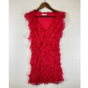 Romantic Coquette Toi et Moi Women S Red Ruffle Tiered Crinkle Mini Dress